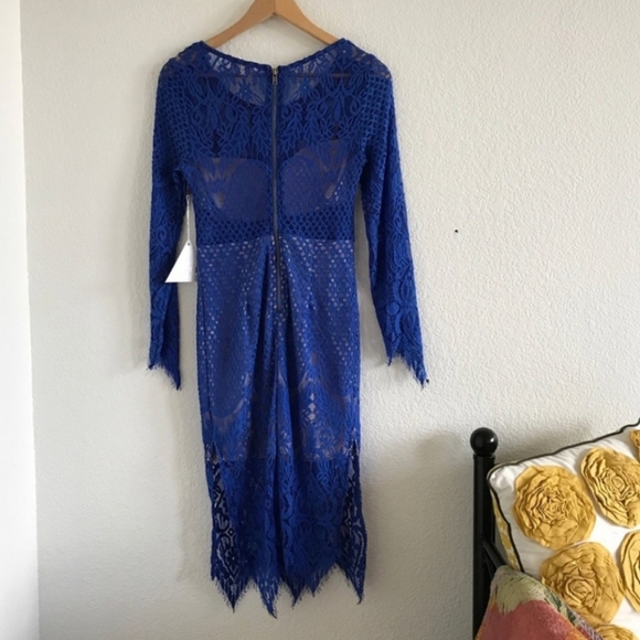 ASOS Love Triangle Blue Lace Midi Dress Sz 8 - Picture 7 of 9